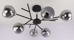 Люстра стельова на 6 лампочок 25021 Чорний 34х70х70 см.