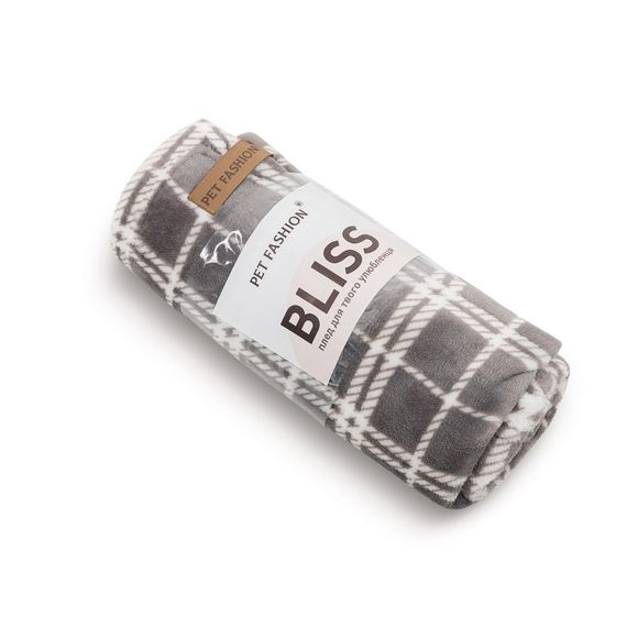 Плед Pet Fashion Bliss 2 для собак і котів плюш сірий картатий 70,5х94 см | Зображення 1