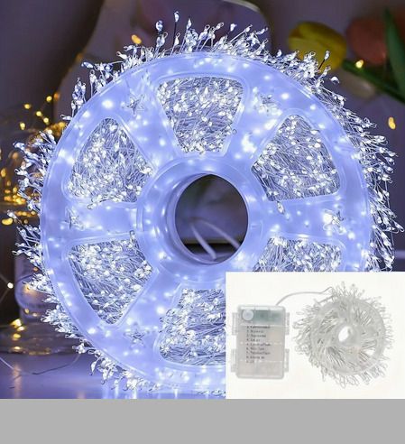 Срібна мішурна гірлянда з дистанційним керуванням XPRO WW-1 30m 900L white wire (47392-_444)