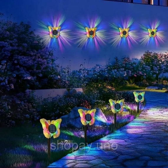Уличные солнечные 3D светильники Бабочки 26X-115 со сменой цвета | Зображення 1