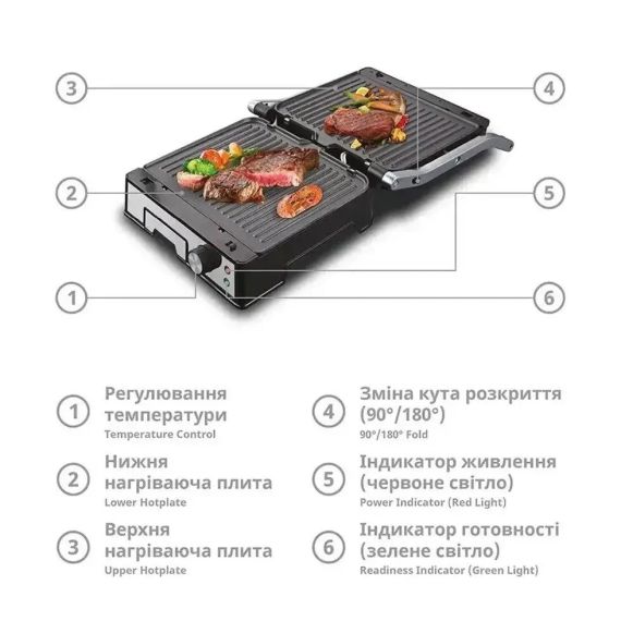 Електричний контактний гриль 3000 Вт, BBQ BITEK BT-2687 / Притискний електрогриль із регулюванням температури | Зображення 3