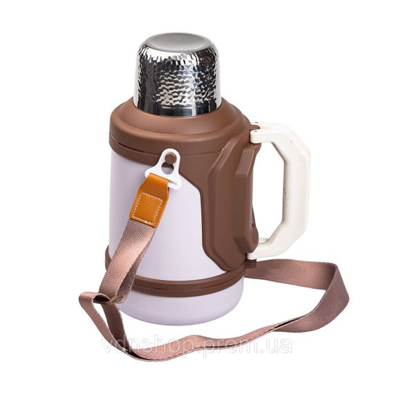 Термос Vacuum Cup 1.5 літра з ремінцем і складною ручкою коричневий HP-14-21V | Зображення 2