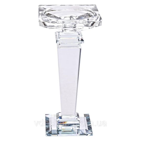 Подсвечник стеклянный на высокой ножке 9.5×9.5×20 см декоративный прозрачный HP-4-52S | Зображення 2