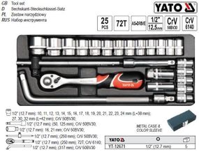 Набор головок торцевых YATO Польша 1/2" 25 штук YT-12671