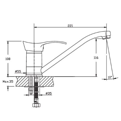 Змішувач для кухні HAIBA ERIS 004 (HB0098) | Зображення 1