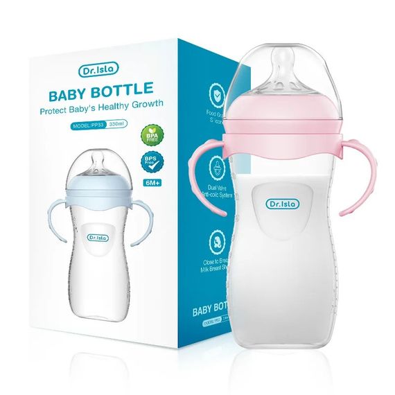 Бутылочка для кормления Dr.Isla Baby Bottle 330мл, 6+ мес, Розовая