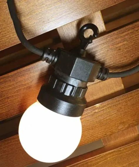 Гирлянда лампочки уличная, Белт-лайт, 5 метров, 10 матовых ламп, теплий белый, 5см лампочка | Зображення 5