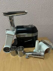 Черная Мясорубка Rainberg RB-2270 3800Вт с реверсом и насадками для шинковки и колбас