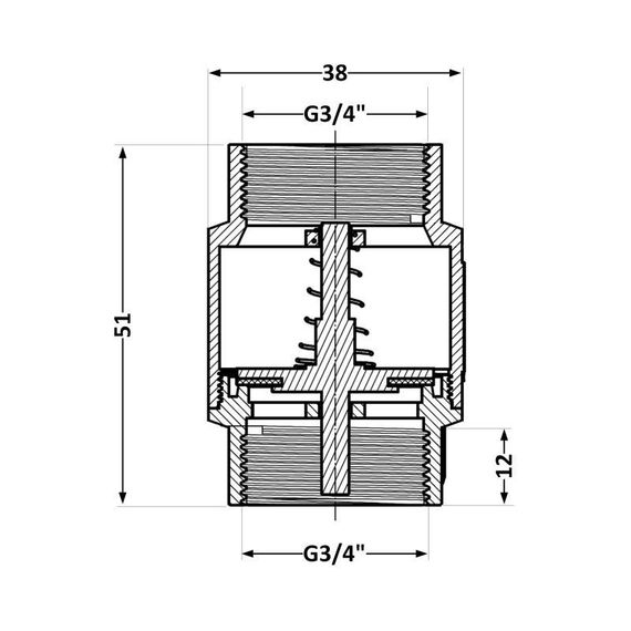Зворотний клапан Thermo Alliance Standart 3/4" ВВ з латунним штоком TAS240W20 | Зображення 1