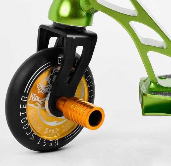 Самокат трюковий 85784 Best Scooter HIC-система, ПЕГІ, алюмінієвий диск та дека, АНОДОВАНЕ фарбування, колеса PU, d=110мм, ширина керма - 60 см | Зображення 4