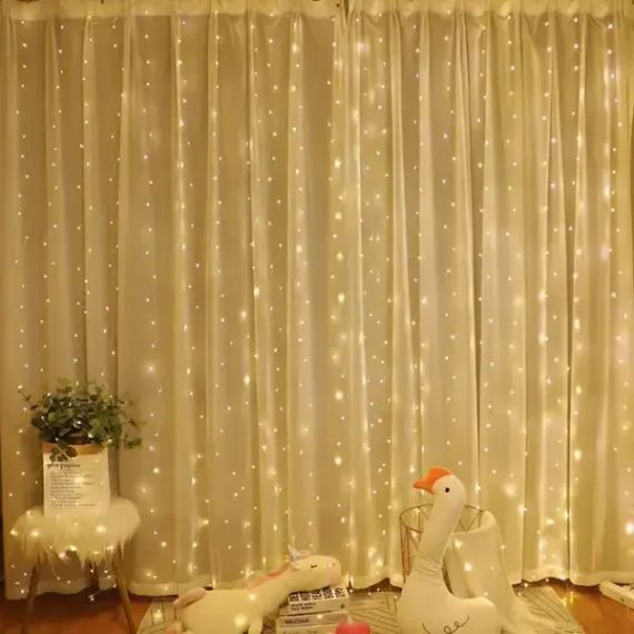 Гірлянда Водоспад USB штора 3х2м, білий теплий, 200 LED + пульт / Новорічна світлодіодна гірлянда на вікно | Зображення 2