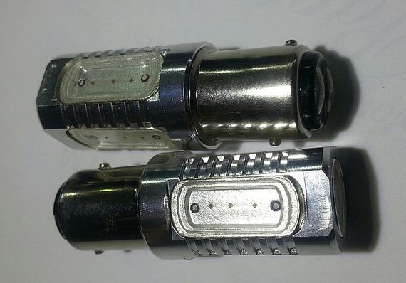 Светодиодная автолампа 1157-P21/5W-BAY15d  HP 7,5W (200Lm) Epistar (5 шт.) двухконтактная КРАСНАЯ | Зображення 3