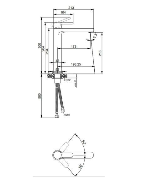 Змішувач для раковини Lidz Astra 001FH LDAST001FHCRM48090 | Зображення 1
