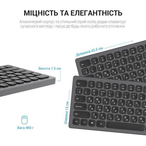 Клавіатура OfficePro SK1550 Wireless Black (SK1550B) | Зображення 6