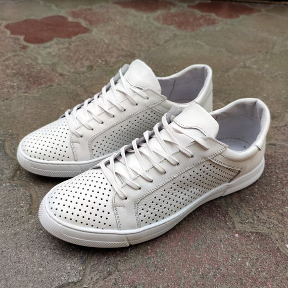 Чоловічі кеди з перфорацією 46 47 48 49 розмір. Білі кеди великого розміру! | Зображення 5
