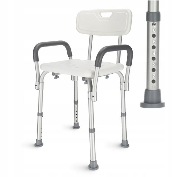 Крісло 4FIZJO для ванної та душу, регульоване, зі спинкою та підлокітниками White/Grey (P-5905973403405) | Зображення 9