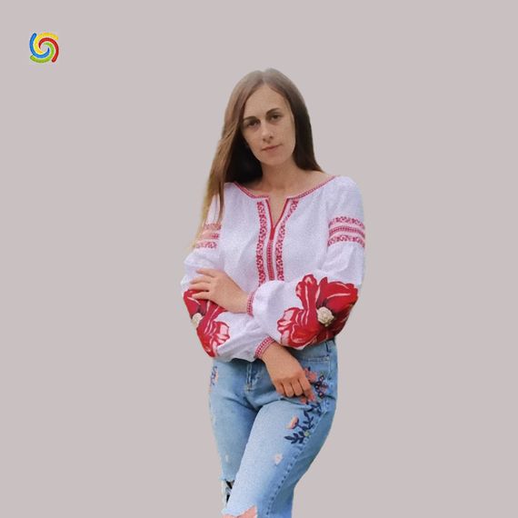 Рубашка Украинская вышиванка 33326628 цвет белый размер M/L