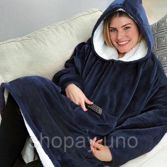 Плед-Толстовка з капюшоном і рукавами Huggle Hoodie Blanket 3-в-1 Унісекс • Теплий худі + Зігріваючий ковдру + Домашній халат | Зображення 5