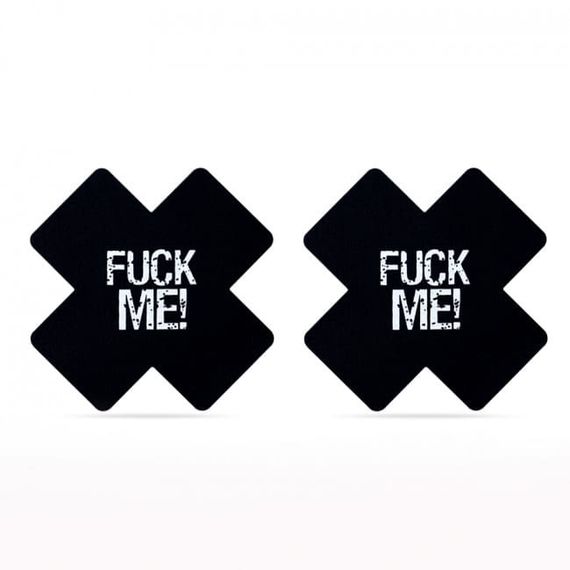Пестиси LoveToy Fuck Me Cross Pattern Nipple Pasties (2 пари) Чорно-рожеві One Size | Зображення 2