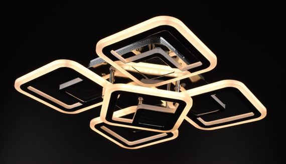 Люстра світлодіодна стельова LED світильник для квартири на стелю лед з пультом 26024 Хром 10х40х40 см. | Зображення 2