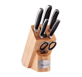 Набір кухонних ножів з підставкою Vinzer Chef 50119, 7 предметів, нержавіюча сталь, гострі