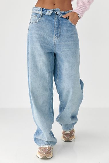 Джинси Baggy з підгорнутим поясом - джинс цвет, 38р (є розміри)