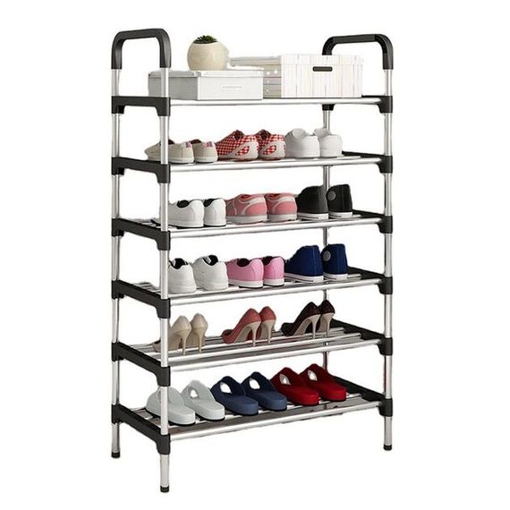 Полиця для взуття Shoe Rack 6 полиць Органайзер стійка 6 секцій 56х28х113см. Колір: чорний | Зображення 3