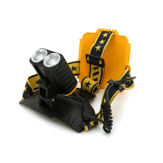 Налобний ліхтарик HPH-W647, 5W, 2*P50, 4 режими, корпус-пластик, водостійкий, ip44, живлення 2*18650, USB кабель, 6400K, BOX