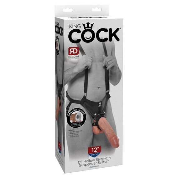 Фаллопротез великий реалістичний Pipedream King Cock страпон порожнистий, 30 см х 5.8 см Sex Aura