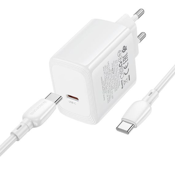 СЗУ Borofone BN33 Fuente PD40W (1USB-C) + кабель Type-C to Type-C White | Зображення 5