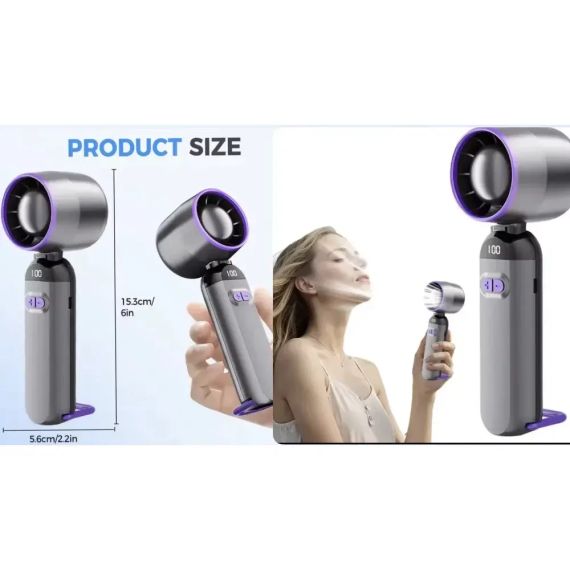 Вентилятор портативный настольный ручной Handheld fan LY-937 со встроенным аккумулятором и с цифровым дисплеем, 5 скоростей | Зображення 2