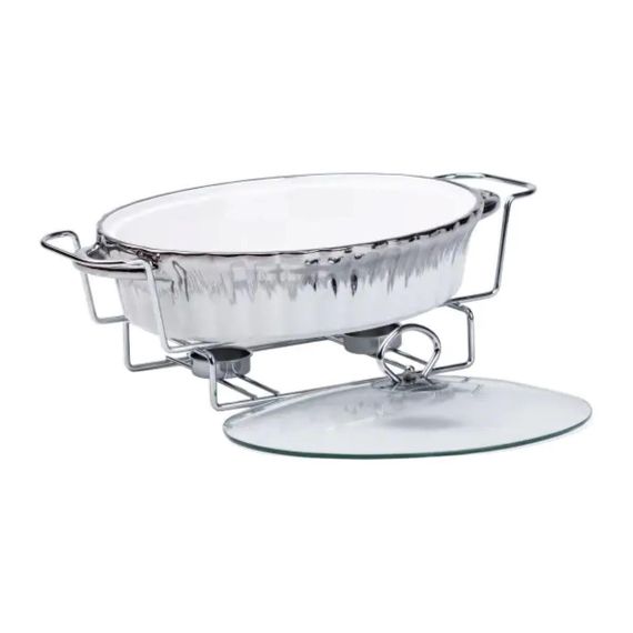 Марміт овальний порцелянаовий 1,5 літра на металевій підставці з підігрівом HP1023 | Зображення 4