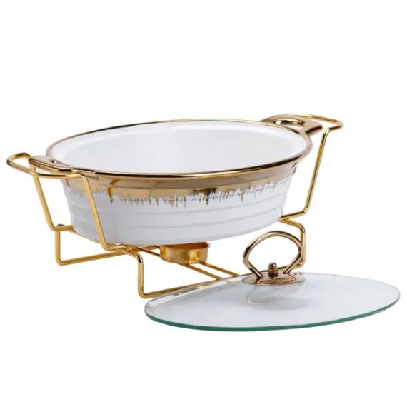 Мармітниця порцелянова 1 літр кругла, підставка з підігрівом HP1025 | Зображення 2