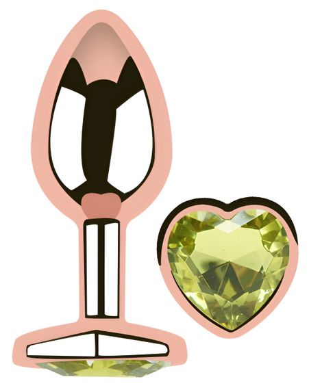 Анальна пробка з кристалом EGZO - Rose Gold Heart Plug Lime size S Sex Aura | Зображення 1