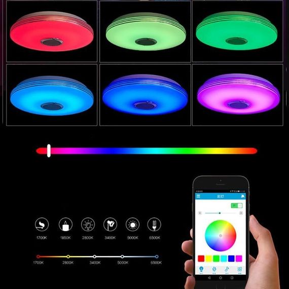 38см світлодіодний RGB світильник стельовий bluetooth + пульт дистанційного керування | Зображення 4