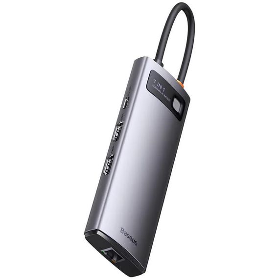 Перехідник HUB Baseus Metal Gleam Series 7-Port (Type-C to HDMI+USB3.0*3+PD+RJ45) (B0003070) Station Gray | Зображення 2