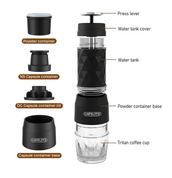 Портативна кавоварка Cafelffe — мобільна еспресо-кавоварка для дому, офісу та подорожей | Зображення 4