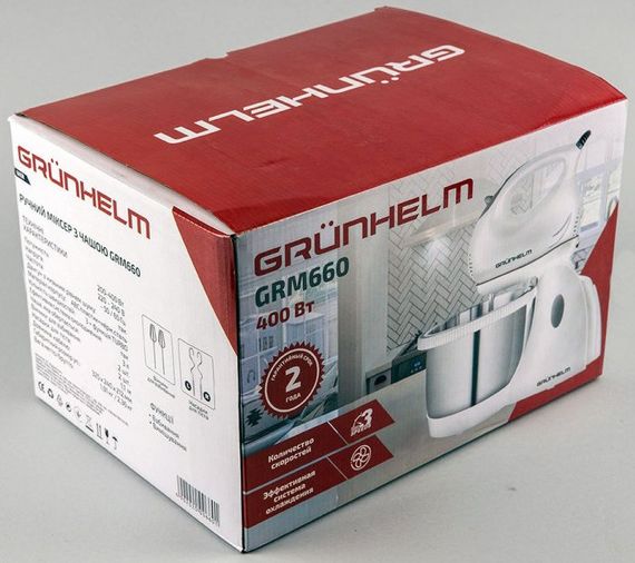Стаціонарний електричний міксер Grunhelm GRM 660 400 Вт кухонний з насадками | Зображення 6