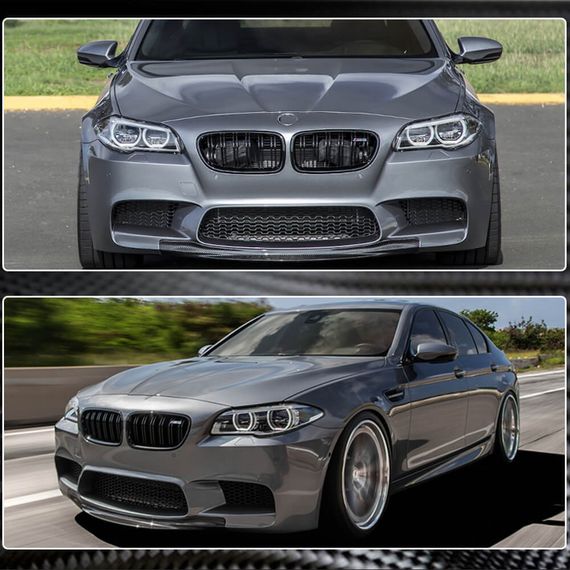 Накладка на передній бампер Lip V4 (для F10 M5, Карбон) для BMW 5 серія F-10/11/07 2010-2016 рр | Зображення 3