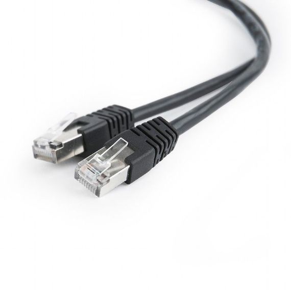 Патч корд Cablexpert PP22-1M/BK, FTP, литий,  50u" штекер із фіксатором, 1 м, чорний | Зображення 1