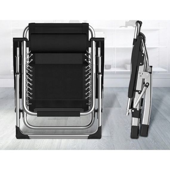 Шезлонг лежак складной Bonro BG-006 с подголовником и карманом черный 42400580 | Зображення 6