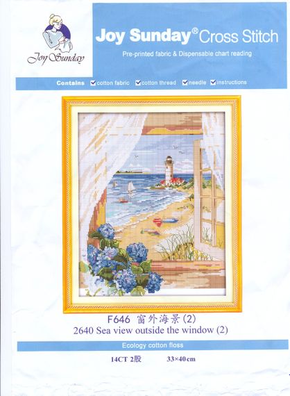 Набір для вишивання за нанесеною на канву схемою "Sea view outside thection".AIDA 14CT printed, 33*40 см | Зображення 1
