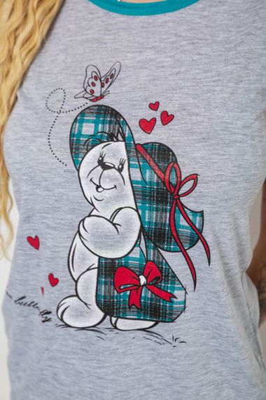 Пижама женская с принтом  -уценка, цвет серо-бирюзовый, 238RB40-U-10 | Зображення 4