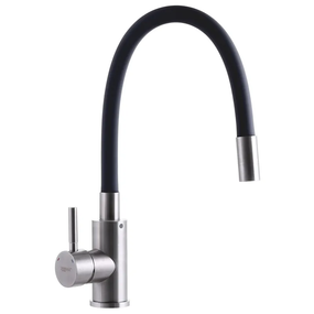 Смеситель на кухню с черным гибким сливом Zerix SUS-011 (ZX3129)