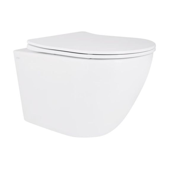 Унитаз подвесной Qtap Robin Mew безободковый с сиденьем Soft-close QT13332381АSW