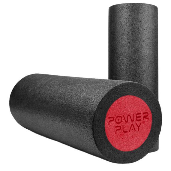 Масажний ролик (роллер) гладкий PowerPlay 4021 Fitness Roller Чорно-червоний (30x15см.) | Зображення 1