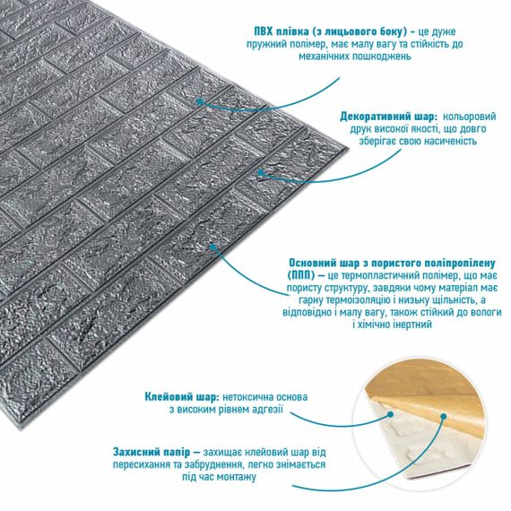 R017-2-20 Панель стінова у рулоні 3D 700х19600х2мм Срібло SW-00002278 | Зображення 2