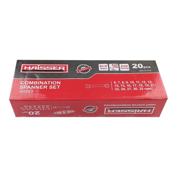 Набор ключей комбинированных COLD STAMPED CRV из 20 ед. SATINE, Haisser 48481 | Зображення 2