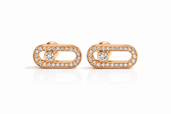 Серьги из красного золота с фианитами S-0368 | Зображення 2