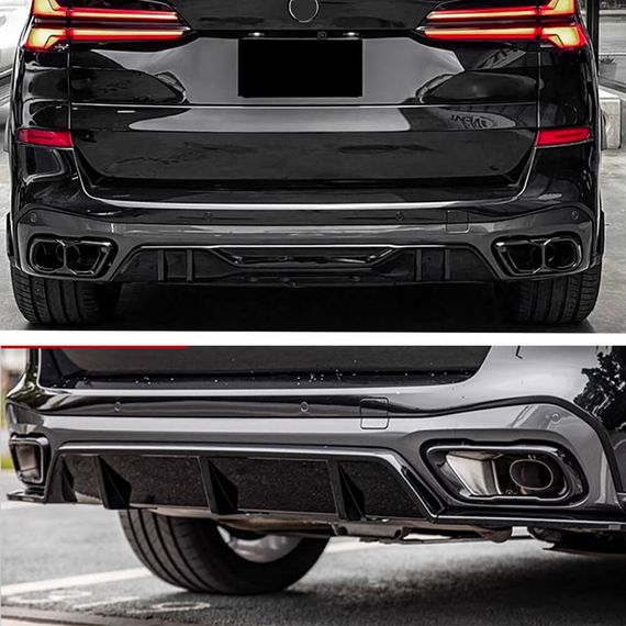 Диффузор заднего бампера V4 (2018-2022, Черный Глянец) для BMW X5 G05 2019- гг | Зображення 1